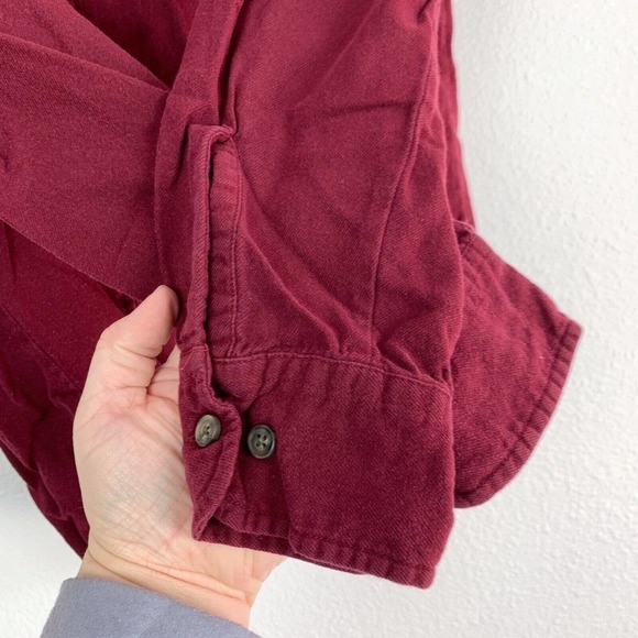 ST Johns Bay SJB Maroon Solid Flannel Button Down Long Sleeve Shirt Medium - Picture 5 of 7